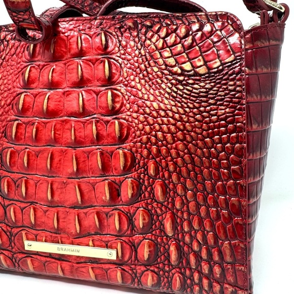 Brahmin Hillary Croc-Embossed Red Leather Crossbody Bag - Picture 2 of 12